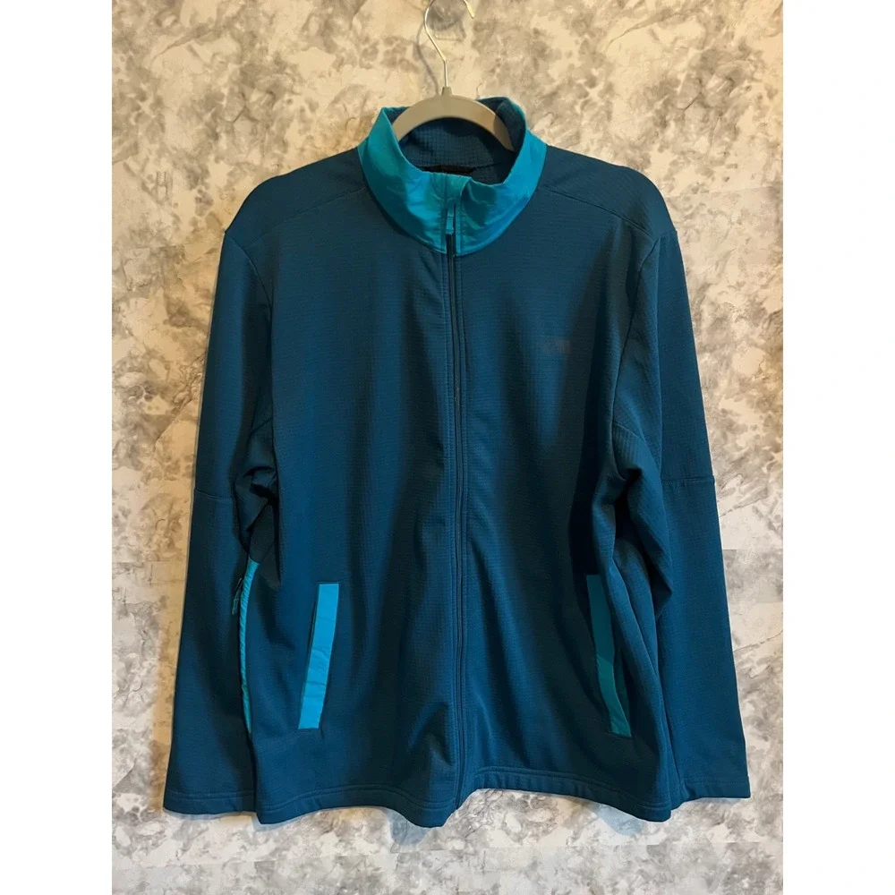 The North Face Full Zip Wayroute Jacket Teal‎ Blue Lightweight Athletic Mens L